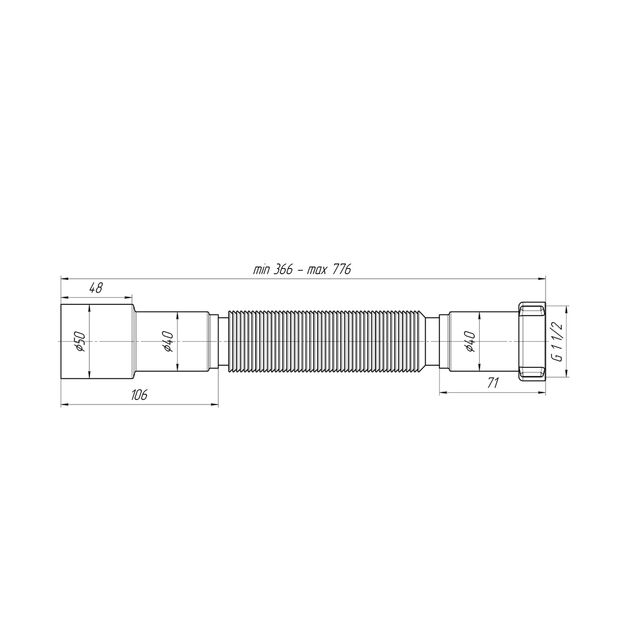 Гофра ANIplast 1 1/2"х40/50 мм 410-800 мм K106, фото , зображення 2 | SNABZHENIE.com.ua Гофра ANIplast 1 1/2"х40/50 мм 410-800 мм K106, фото , зображення 2 | SNABZHENIE.com.ua