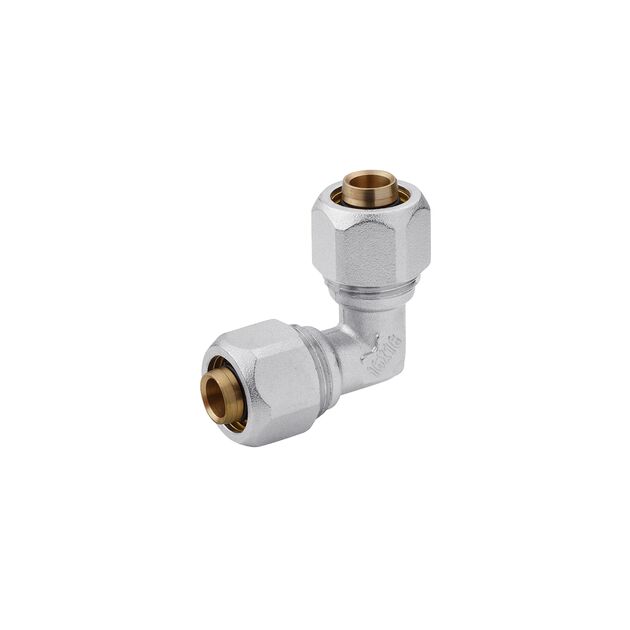 Коліно металопластикове Karro 16x16 KR-0630 нікельоване, фото  | SNABZHENIE.com.ua Коліно металопластикове Karro 16x16 KR-0630 нікельоване, фото  | SNABZHENIE.com.ua