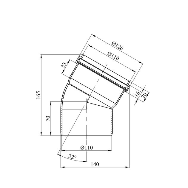 Колено Rozma 110х22° для внутренней канализации, фото , изображение 2 | SNABZHENIE.com.ua