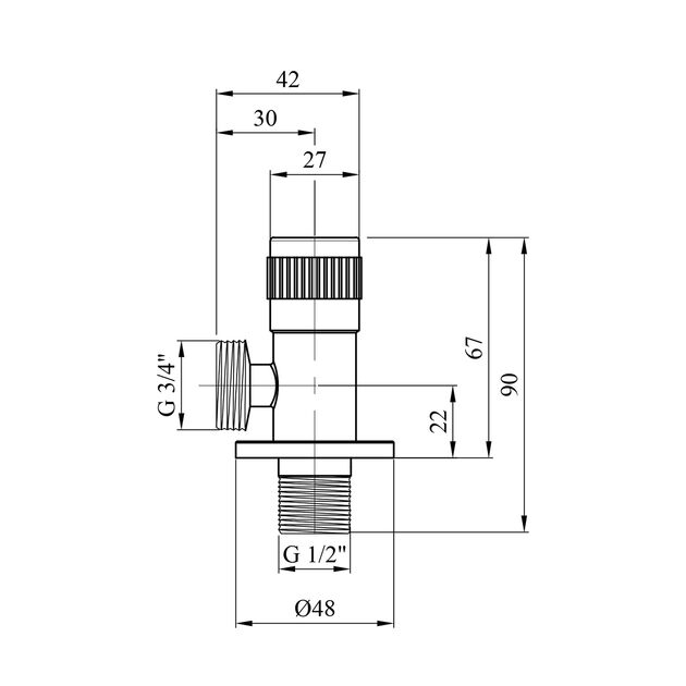Кран приборний для підключення Karro 1/2х3/4 НН нержавіюча сталь KR-3130S, фото , зображення 2 | SNABZHENIE.com.ua