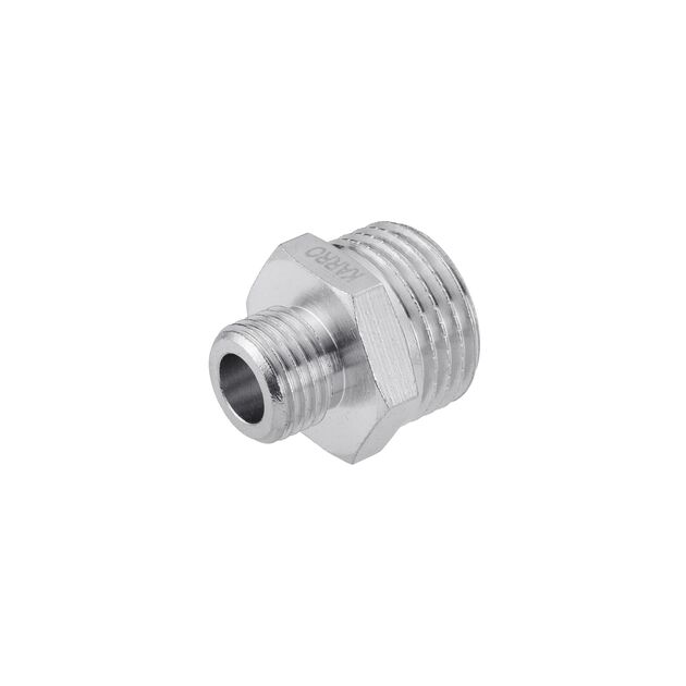Ниппель перехідний Karro 1/2х1/4 НН нікельований KR-3114, фото , зображення 3 | SNABZHENIE.com.ua Ниппель перехідний Karro 1/2х1/4 НН нікельований KR-3114, фото , зображення 3 | SNABZHENIE.com.ua