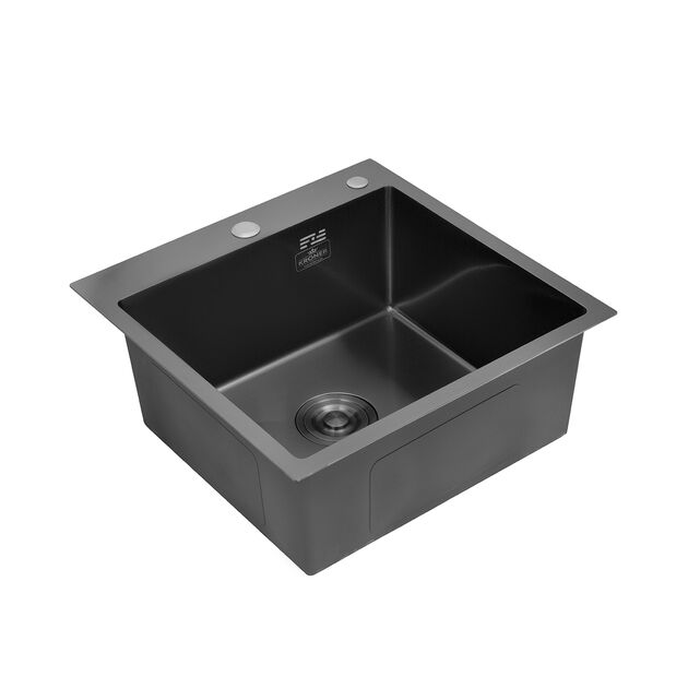 Кухонна мийка Kroner KRP Schwarze - 5050HM PVD (3,0/1,0 мм), фото , зображення 3 | SNABZHENIE.com.ua Кухонна мийка Kroner KRP Schwarze - 5050HM PVD (3,0/1,0 мм), фото , зображення 3 | SNABZHENIE.com.ua
