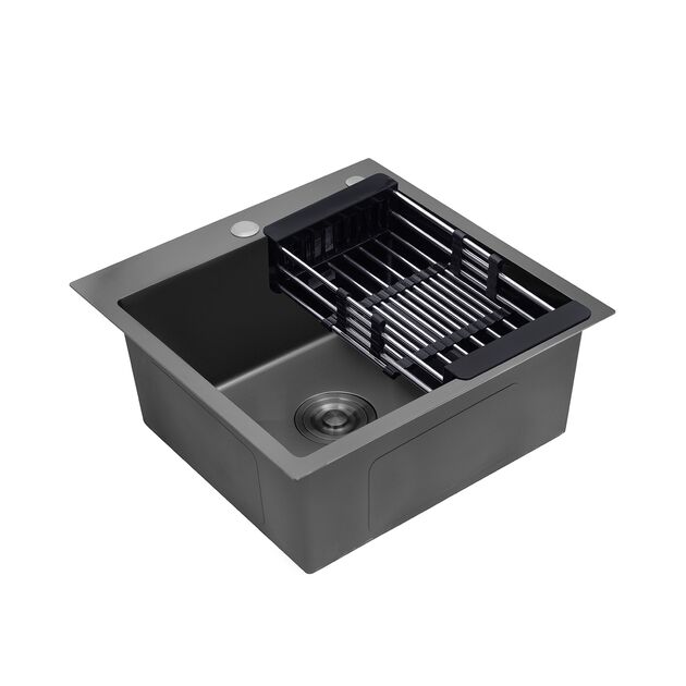 Кухонна мийка Kroner KRP Schwarze - 5050HM PVD (3,0/1,0 мм), фото , зображення 4 | SNABZHENIE.com.ua Кухонна мийка Kroner KRP Schwarze - 5050HM PVD (3,0/1,0 мм), фото , зображення 4 | SNABZHENIE.com.ua