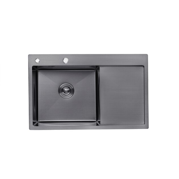 Кухонна мийка Kroner KRP Schwarze - 7849LHM PVD (3,0/1,0 мм), фото  | SNABZHENIE.com.ua Кухонна мийка Kroner KRP Schwarze - 7849LHM PVD (3,0/1,0 мм), фото  | SNABZHENIE.com.ua