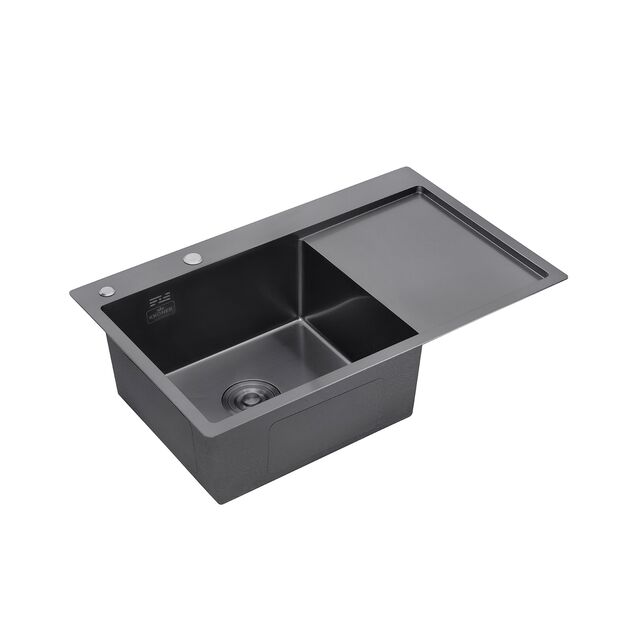 Кухонна мийка Kroner KRP Schwarze - 7849LHM PVD (3,0/1,0 мм), фото , зображення 4 | SNABZHENIE.com.ua Кухонна мийка Kroner KRP Schwarze - 7849LHM PVD (3,0/1,0 мм), фото , зображення 4 | SNABZHENIE.com.ua