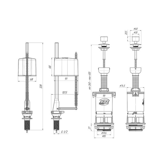 Клапан нижнего подключения 1/2 ANIplast WC4550M, фото , изображение 2 | SNABZHENIE.com.ua