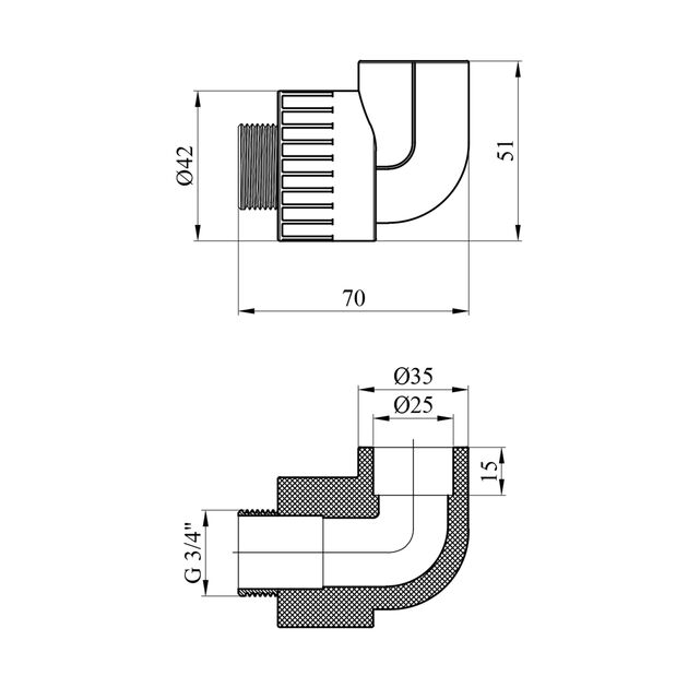 Колено PPR Rozma 25х3/4 РН, фото , изображение 2 | SNABZHENIE.com.ua Колено PPR Rozma 25х3/4 РН, фото , изображение 2 | SNABZHENIE.com.ua
