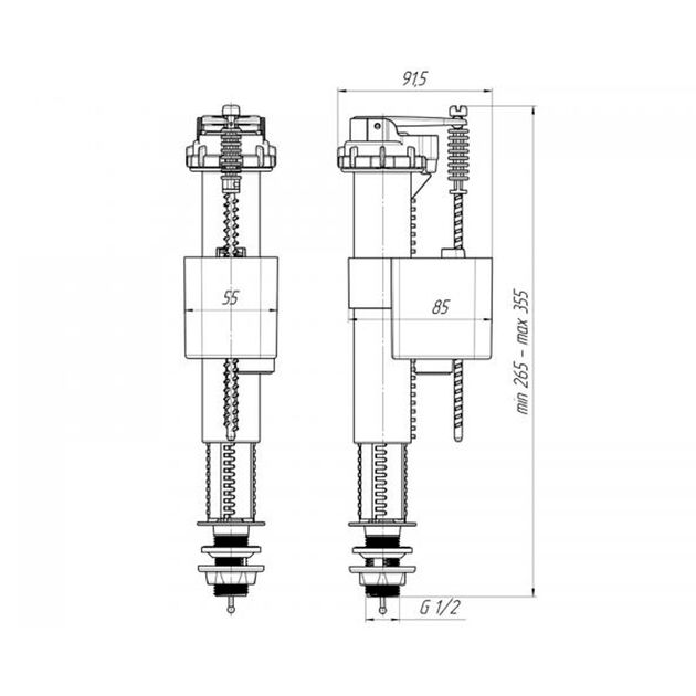 Наливной клапан ANIplast для бачка унитаза, нижний подвод 1/2, фото , изображение 2 | SNABZHENIE.com.ua