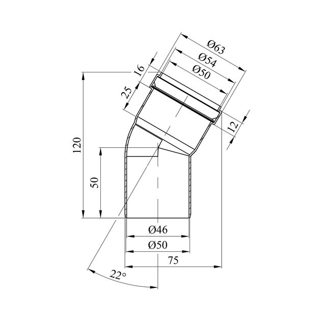 Колено Rozma 50х22° для внутренней канализации, фото , изображение 2 | SNABZHENIE.com.ua