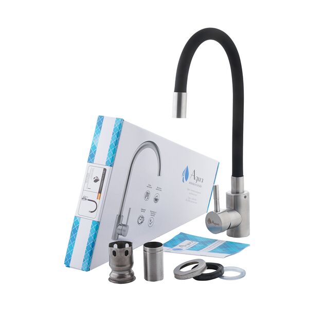 Смеситель для кухни Agua Acero с гибким изливом INOX035NS-1, фото , изображение 10 | SNABZHENIE.com.ua Смеситель для кухни Agua Acero с гибким изливом INOX035NS-1, фото , изображение 10 | SNABZHENIE.com.ua