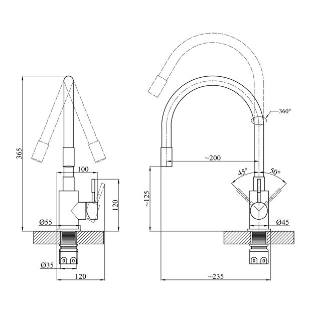 Смеситель для кухни Agua Acero с гибким изливом INOX035NS-1, фото , изображение 2 | SNABZHENIE.com.ua Смеситель для кухни Agua Acero с гибким изливом INOX035NS-1, фото , изображение 2 | SNABZHENIE.com.ua
