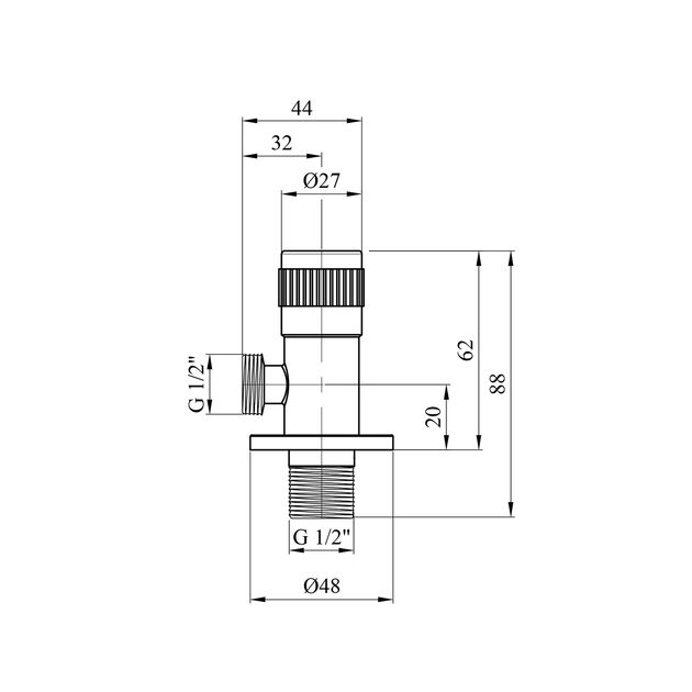 Кран приборний для підключення Karro 1/2х1/2 НН нержавіюча сталь KR-3130S, фото , зображення 2 | SNABZHENIE.com.ua