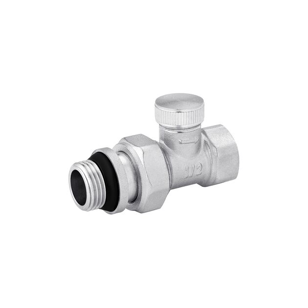 Кран радіаторний нижній прямий Karro Super 1/2 ВН нікельований KR-371, фото  | SNABZHENIE.com.ua Кран радіаторний нижній прямий Karro Super 1/2 ВН нікельований KR-371, фото  | SNABZHENIE.com.ua