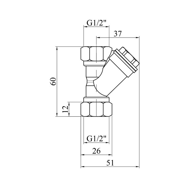 Фільтр грубої очистки Karro Super 1/2 ВВ латунний KR-201, фото , зображення 2 | SNABZHENIE.com.ua
