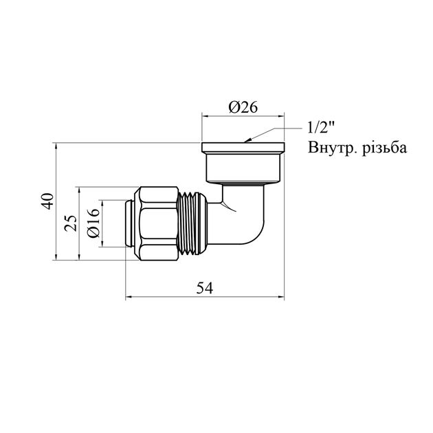 Коліно металопластикове Karro 16х1/2 РВ KR-0620 нікельоване, фото , зображення 2 | SNABZHENIE.com.ua Коліно металопластикове Karro 16х1/2 РВ KR-0620 нікельоване, фото , зображення 2 | SNABZHENIE.com.ua