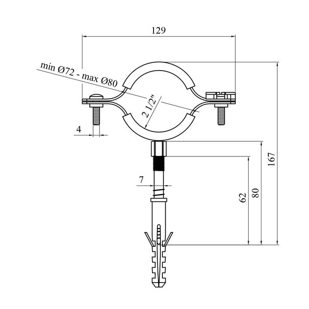 Хомут со шпилькой Karro 2 1/2" 72-80 мм металлический, фото , изображение 2 | SNABZHENIE.com.ua Хомут со шпилькой Karro 2 1/2" 72-80 мм металлический, фото , изображение 2 | SNABZHENIE.com.ua