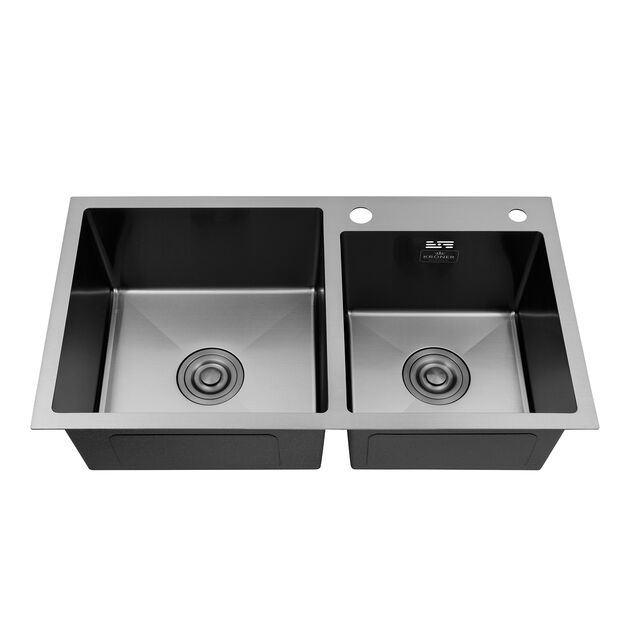Кухонна мийка Kroner KRP Schwarze - 7843ZHM PVD (3,0/1,0 мм), фото , зображення 3 | SNABZHENIE.com.ua Кухонна мийка Kroner KRP Schwarze - 7843ZHM PVD (3,0/1,0 мм), фото , зображення 3 | SNABZHENIE.com.ua