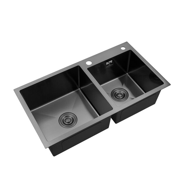 Кухонна мийка Kroner KRP Schwarze - 7843ZHM PVD (3,0/1,0 мм), фото , зображення 4 | SNABZHENIE.com.ua Кухонна мийка Kroner KRP Schwarze - 7843ZHM PVD (3,0/1,0 мм), фото , зображення 4 | SNABZHENIE.com.ua
