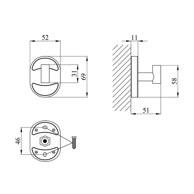 Крючок для ванной Kroner KRM Elbe - ACC2905-1, фото , изображение 2 | SNABZHENIE.com.ua