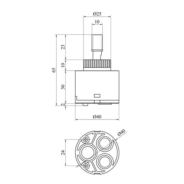 Картридж Kroner KRM - PM40 с латунным штоком для смесителя, фото , изображение 2 | SNABZHENIE.com.ua