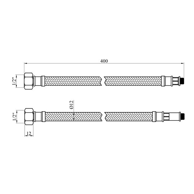 Гибкая подводка Kroner 1/2" М10 ВН 40 см из нержавейки (пара), фото , изображение 2 | SNABZHENIE.com.ua Гибкая подводка Kroner 1/2" М10 ВН 40 см из нержавейки (пара), фото , изображение 2 | SNABZHENIE.com.ua