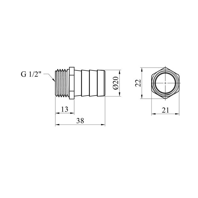 Штуцер Karro 1/2" RH никелированный D=20 мм KR-821, фото , изображение 2 | SNABZHENIE.com.ua Штуцер Karro 1/2" RH никелированный D=20 мм KR-821, фото , изображение 2 | SNABZHENIE.com.ua