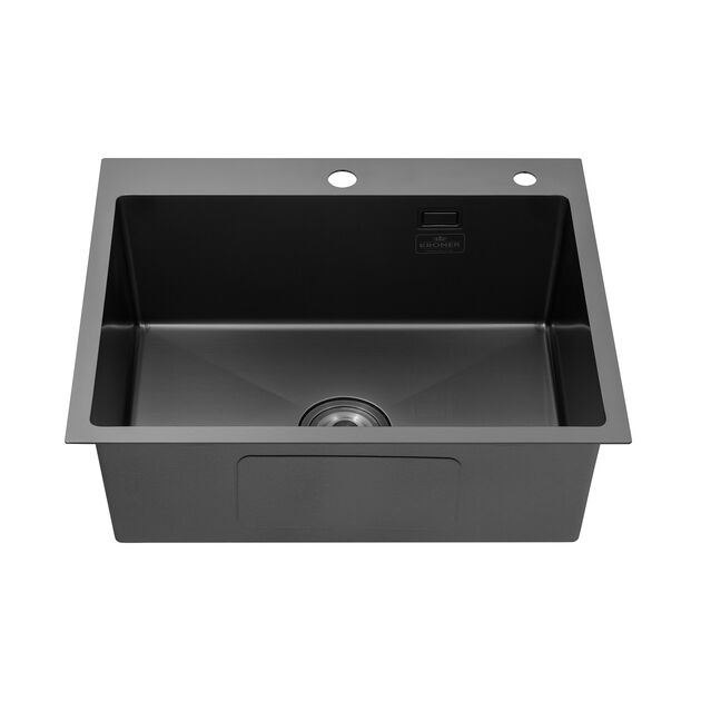 Кухонна мийка Kroner KRP Schwarze - 6050HM PVD (3,0/1,0 мм), фото , зображення 3 | SNABZHENIE.com.ua Кухонна мийка Kroner KRP Schwarze - 6050HM PVD (3,0/1,0 мм), фото , зображення 3 | SNABZHENIE.com.ua