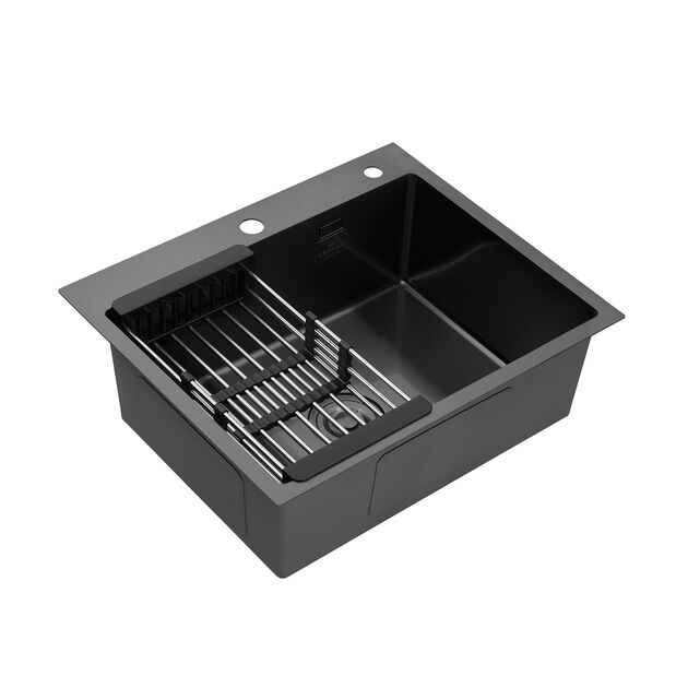 Кухонна мийка Kroner KRP Schwarze - 6050HM PVD (3,0/1,0 мм), фото , зображення 5 | SNABZHENIE.com.ua Кухонна мийка Kroner KRP Schwarze - 6050HM PVD (3,0/1,0 мм), фото , зображення 5 | SNABZHENIE.com.ua