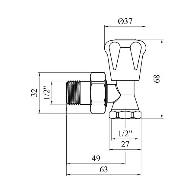 Кран радіаторний верхній кутовий Karro 1/2 ВН нікельований KR-303, фото , зображення 2 | SNABZHENIE.com.ua Кран радіаторний верхній кутовий Karro 1/2 ВН нікельований KR-303, фото , зображення 2 | SNABZHENIE.com.ua