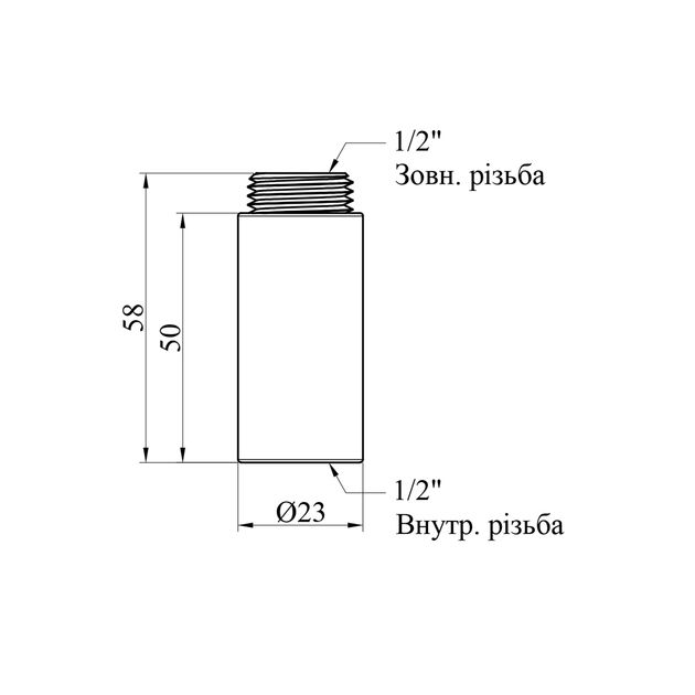 Удлинитель STA 1/2 ВН, L=50 мм, латунь, фото , изображение 2 | SNABZHENIE.com.ua Удлинитель STA 1/2 ВН, L=50 мм, латунь, фото , изображение 2 | SNABZHENIE.com.ua