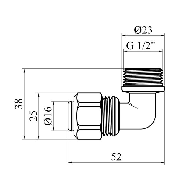 Колено металопластикове Karro 16х1/2 РН KR-0610 нікельоване, фото , зображення 2 | SNABZHENIE.com.ua Колено металопластикове Karro 16х1/2 РН KR-0610 нікельоване, фото , зображення 2 | SNABZHENIE.com.ua