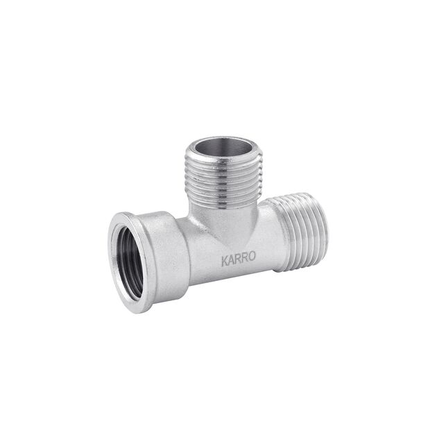 Тройник Karro 1/2 ННВ никелированный KR-3213, фото  | SNABZHENIE.com.ua Тройник Karro 1/2 ННВ никелированный KR-3213, фото  | SNABZHENIE.com.ua