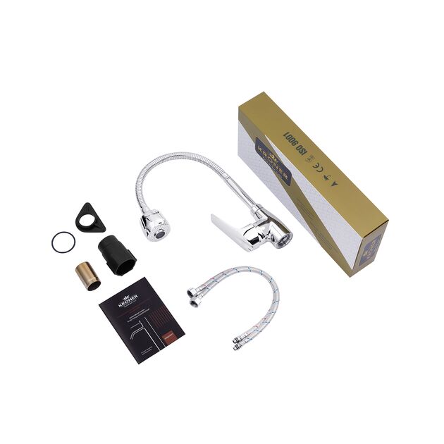 Смеситель кухонный Kroner KRM Odra с гибким изливом C039-1, фото , изображение 9 | SNABZHENIE.com.ua