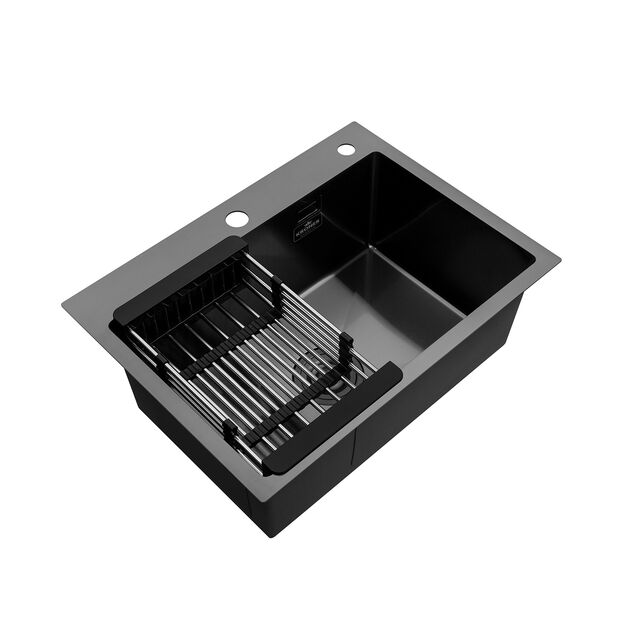 Кухонная мойка Kroner KRP Schwarze 5843HM PVD (3,0/1,0 мм), фото , изображение 5 | SNABZHENIE.com.ua Кухонная мойка Kroner KRP Schwarze 5843HM PVD (3,0/1,0 мм), фото , изображение 5 | SNABZHENIE.com.ua