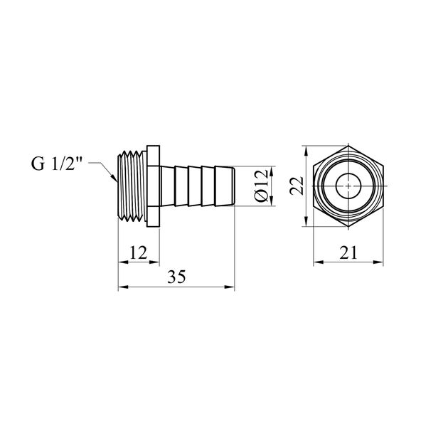 Штуцер Karro 1/2" РH, D=12 мм, никелированный KR-821, фото , изображение 2 | SNABZHENIE.com.ua Штуцер Karro 1/2" РH, D=12 мм, никелированный KR-821, фото , изображение 2 | SNABZHENIE.com.ua