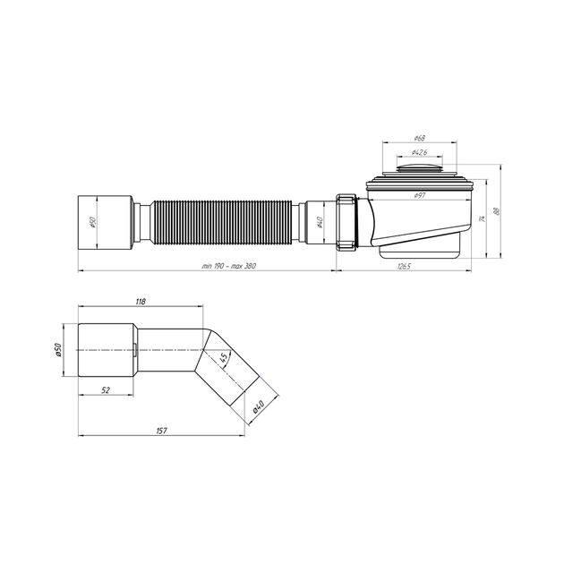 Сифон для душевого поддона ANIplast 1 1/2" с системой Click-Slack, фото , изображение 2 | SNABZHENIE.com.ua Сифон для душевого поддона ANIplast 1 1/2" с системой Click-Slack, фото , изображение 2 | SNABZHENIE.com.ua
