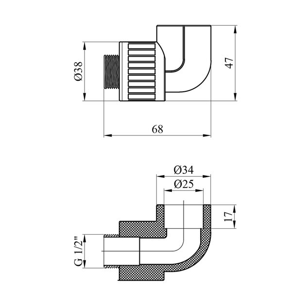 Колено PPR GrandiTherm 25х1/2 РН, фото , изображение 2 | SNABZHENIE.com.ua Колено PPR GrandiTherm 25х1/2 РН, фото , изображение 2 | SNABZHENIE.com.ua