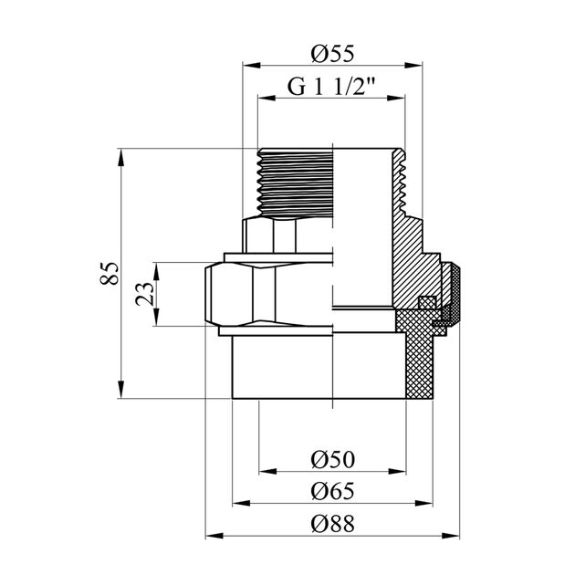 Американка PPR GrandiTherm 50х1 1/2 РН, фото , изображение 2 | SNABZHENIE.com.ua Американка PPR GrandiTherm 50х1 1/2 РН, фото , изображение 2 | SNABZHENIE.com.ua