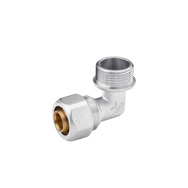 Коліно металопластикове Karro 20х3/4 РН KR-0612 нікельоване, фото  | SNABZHENIE.com.ua Коліно металопластикове Karro 20х3/4 РН KR-0612 нікельоване, фото  | SNABZHENIE.com.ua