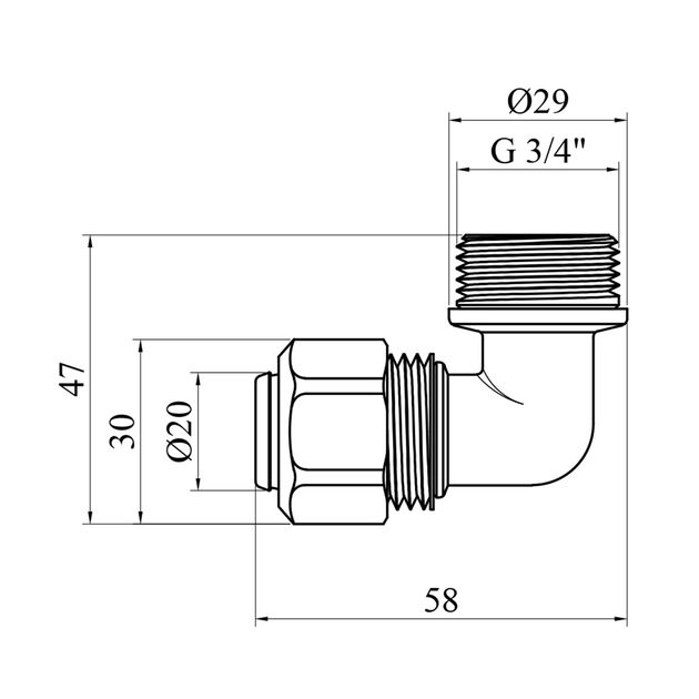 Коліно металопластикове Karro 20х3/4 РН KR-0612 нікельоване, фото , зображення 2 | SNABZHENIE.com.ua Коліно металопластикове Karro 20х3/4 РН KR-0612 нікельоване, фото , зображення 2 | SNABZHENIE.com.ua