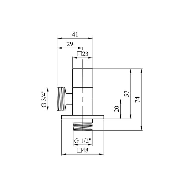 Кран приборний для підключення Karro 1/2х3/4 НН хромований KR-3122, фото , зображення 2 | SNABZHENIE.com.ua