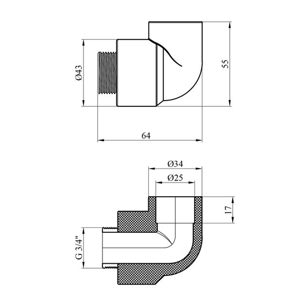 Колено PPR Baux 25x3/4 РН, фото , изображение 2 | SNABZHENIE.com.ua Колено PPR Baux 25x3/4 РН, фото , изображение 2 | SNABZHENIE.com.ua