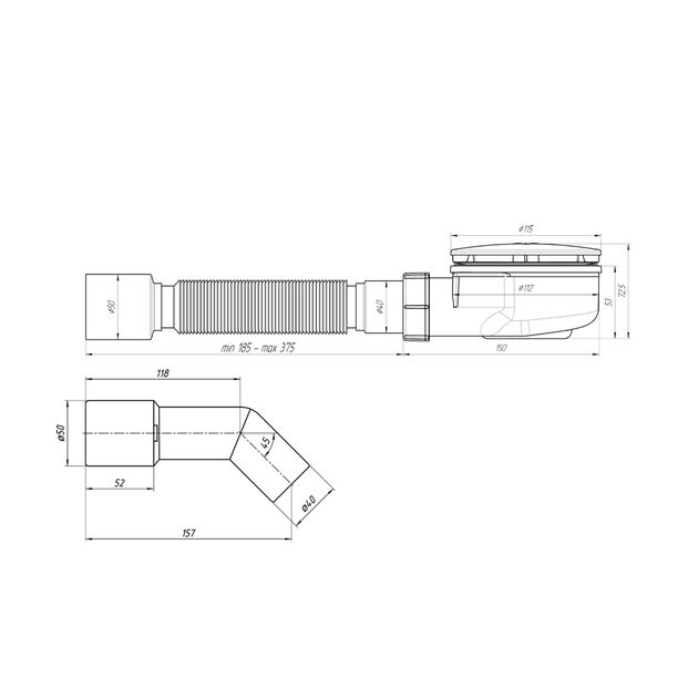 Сифон ANIplast 1/2''х90 мм для душевого поддона с трубками, фото , изображение 2 | SNABZHENIE.com.ua Сифон ANIplast 1/2''х90 мм для душевого поддона с трубками, фото , изображение 2 | SNABZHENIE.com.ua