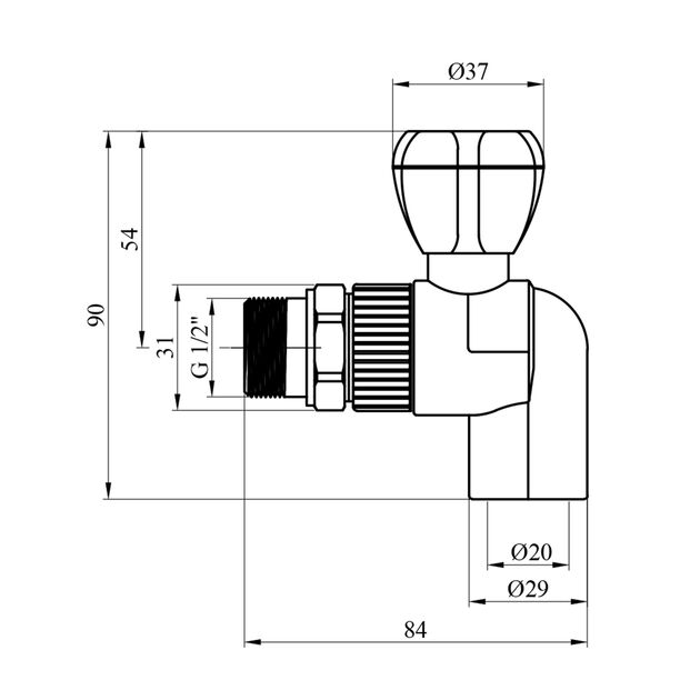 Кран радіаторний кутовий PPR GrandiTherm 20х1/2, фото , зображення 2 | SNABZHENIE.com.ua Кран радіаторний кутовий PPR GrandiTherm 20х1/2, фото , зображення 2 | SNABZHENIE.com.ua