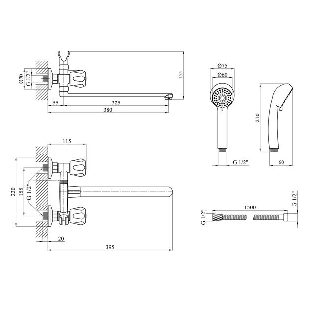 Смеситель для ванны Kroner KRP Hamburg C070, фото , изображение 2 | SNABZHENIE.com.ua Смеситель для ванны Kroner KRP Hamburg C070, фото , изображение 2 | SNABZHENIE.com.ua