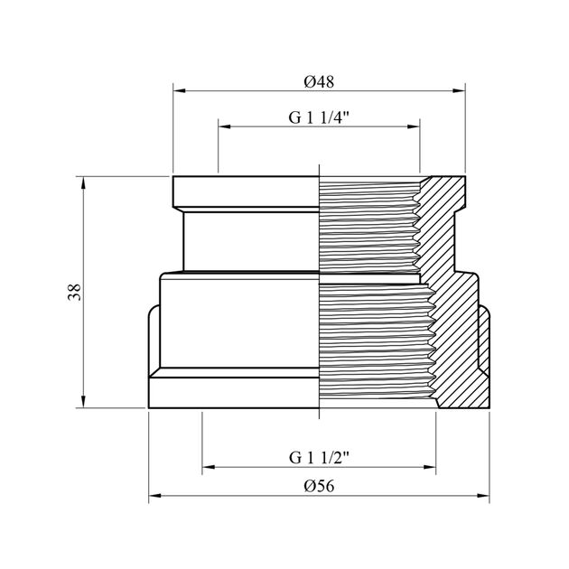Муфта LexLine 1 1/2х1 1/4 ВВ латунная УК0307-В, фото , изображение 2 | SNABZHENIE.com.ua Муфта LexLine 1 1/2х1 1/4 ВВ латунная УК0307-В, фото , изображение 2 | SNABZHENIE.com.ua