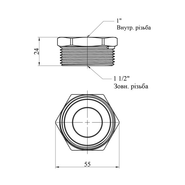 Футорка LexLine 1 1/2" НВ латунная УК0722-В, фото , изображение 2 | SNABZHENIE.com.ua Футорка LexLine 1 1/2" НВ латунная УК0722-В, фото , изображение 2 | SNABZHENIE.com.ua