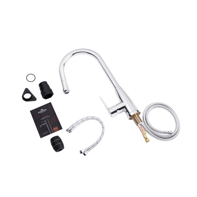 Смеситель для кухни Kroner KRM - 11-013F с выдвижным изливом, фото , изображение 10 | SNABZHENIE.com.ua