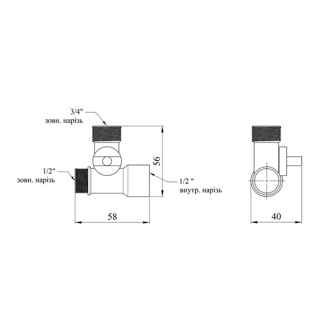 Кран 3-х ходовой Kroner KRP Eckventil 1/2''х3/4''х1/2'' ННВ, фото , изображение 2 | SNABZHENIE.com.ua Кран 3-х ходовой Kroner KRP Eckventil 1/2''х3/4''х1/2'' ННВ, фото , изображение 2 | SNABZHENIE.com.ua