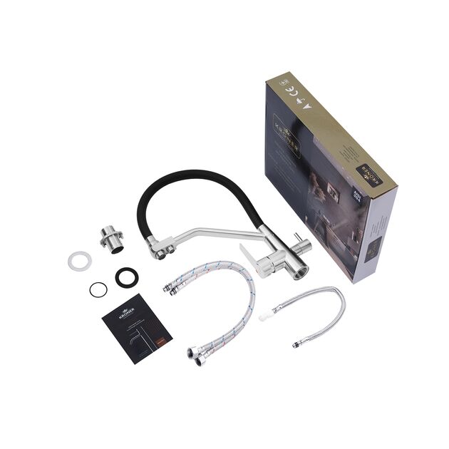 Змішувач для кухні з підключенням до фільтра Kroner KRP Edelstahl Klassisch - ESG03817BLK, фото , зображення 9 | SNABZHENIE.com.ua Змішувач для кухні з підключенням до фільтра Kroner KRP Edelstahl Klassisch - ESG03817BLK, фото , зображення 9 | SNABZHENIE.com.ua